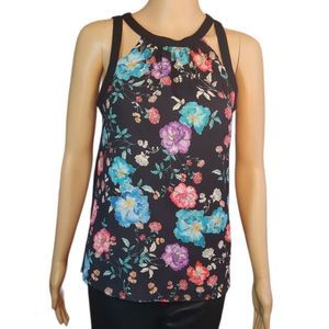 Express Shirt Floral Sleeveless Black Womens Size XSmall